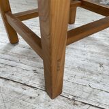 Solid elm and leather stool Maison Regain