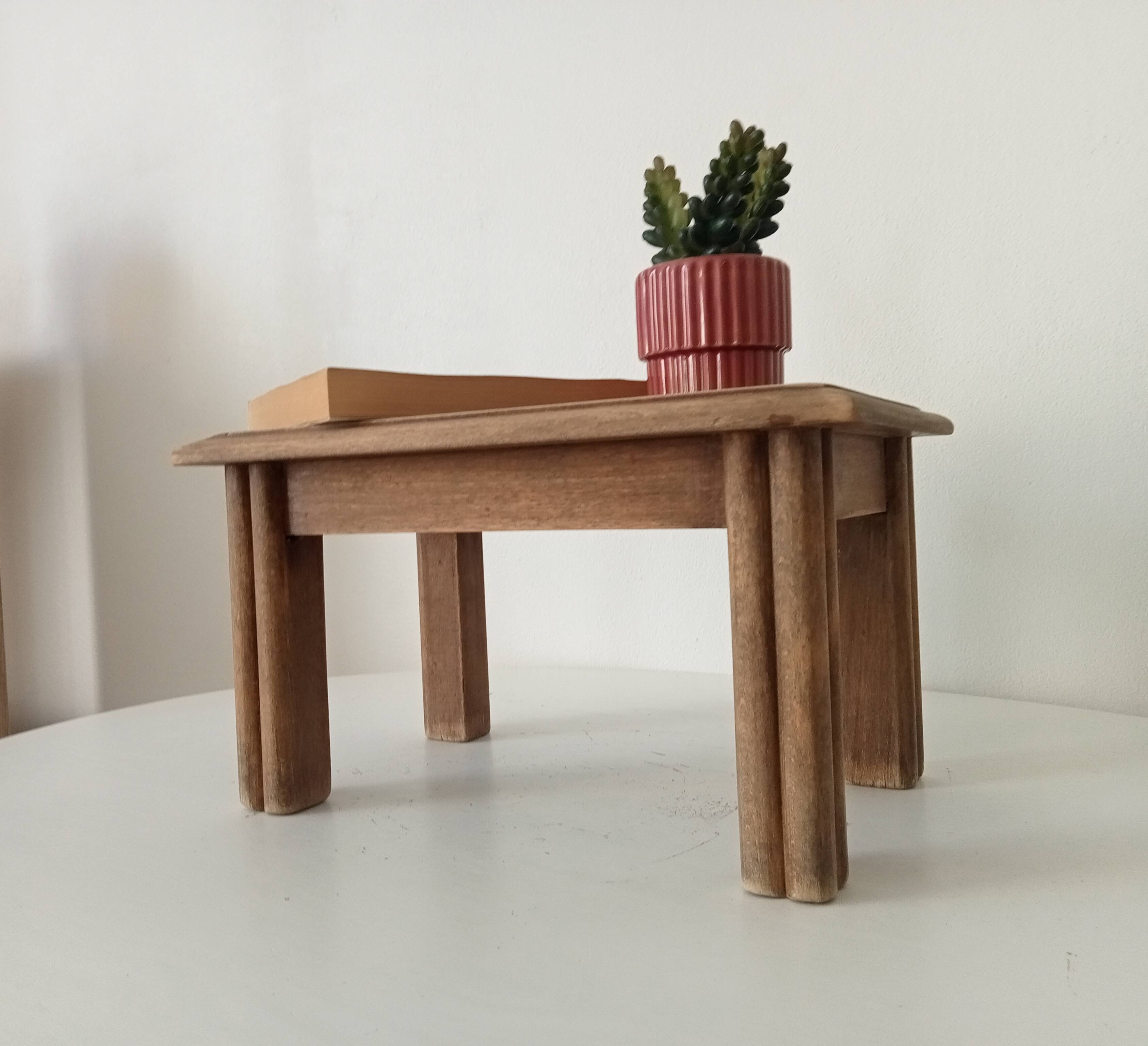 Small vintage oak plant stand stool