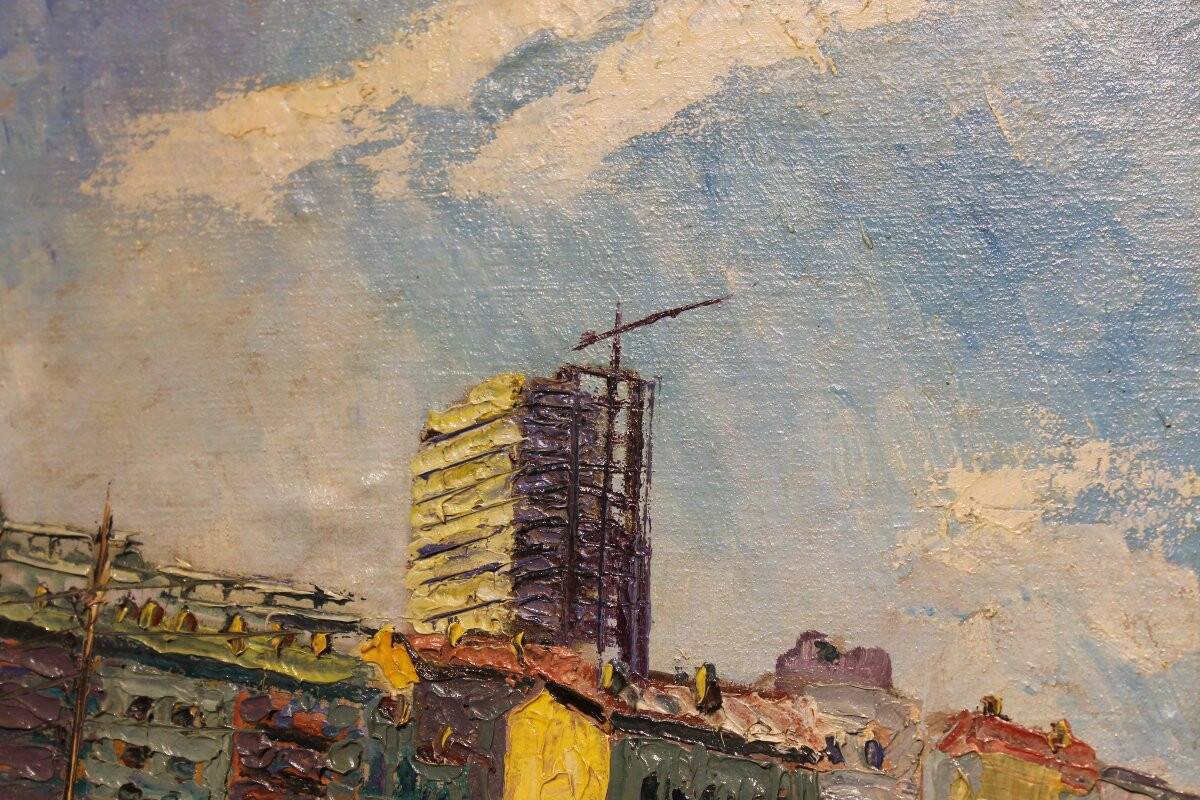 Painting Paris Flea Market, June 1962 - oil on panel