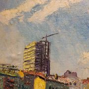 Painting Paris Flea Market, June 1962 - oil on panel