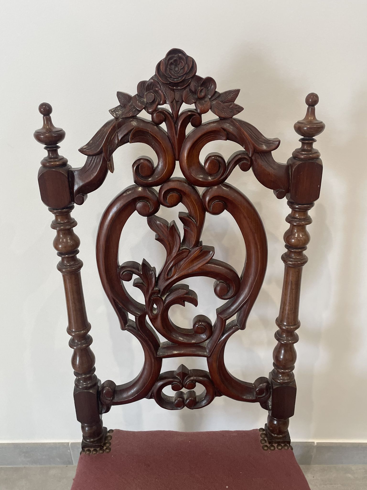 Chaise de nourrice Napoléon III, bois noirci et canevas