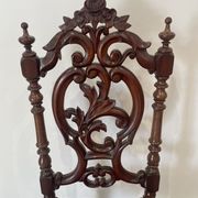Chaise de nourrice Napoléon III, bois noirci et canevas