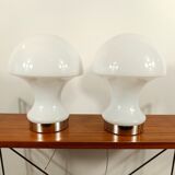 Set of 2 mushroom table lamps in opaline glass