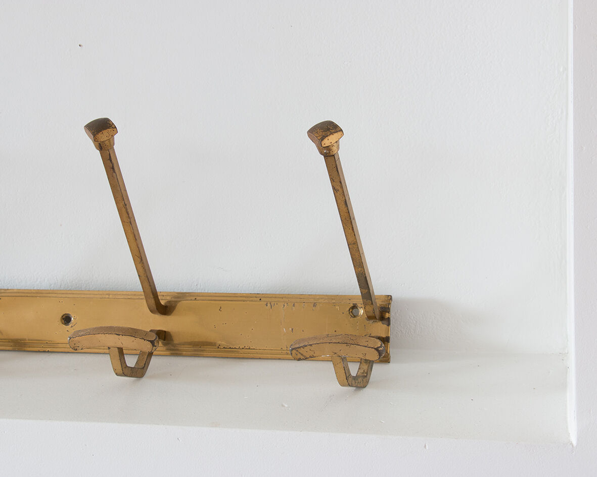 Coat rack metal golden 5 hooks
