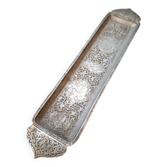 Qadjar silver pen holder or pocket emptier