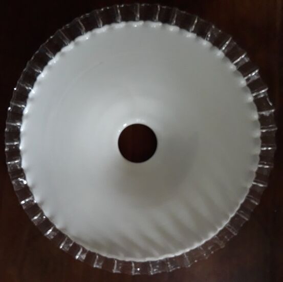 White opaline lampshade with lace