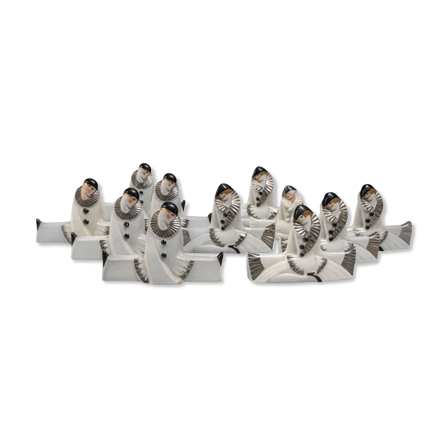Knife holders (set of 10), Pierrot & Colombine