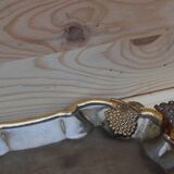 Antique silver-plated metal tray with gilt edges – Grape cluster motif