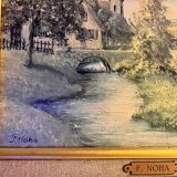 Vintage West German art print by Franz Josef Noha “Autumn Landscape” signed