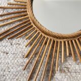Vintage rattan sun mirror