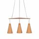 Mid Century Scandinavian Copper & Teak Triple Pendant By Jakobsson, 1950s