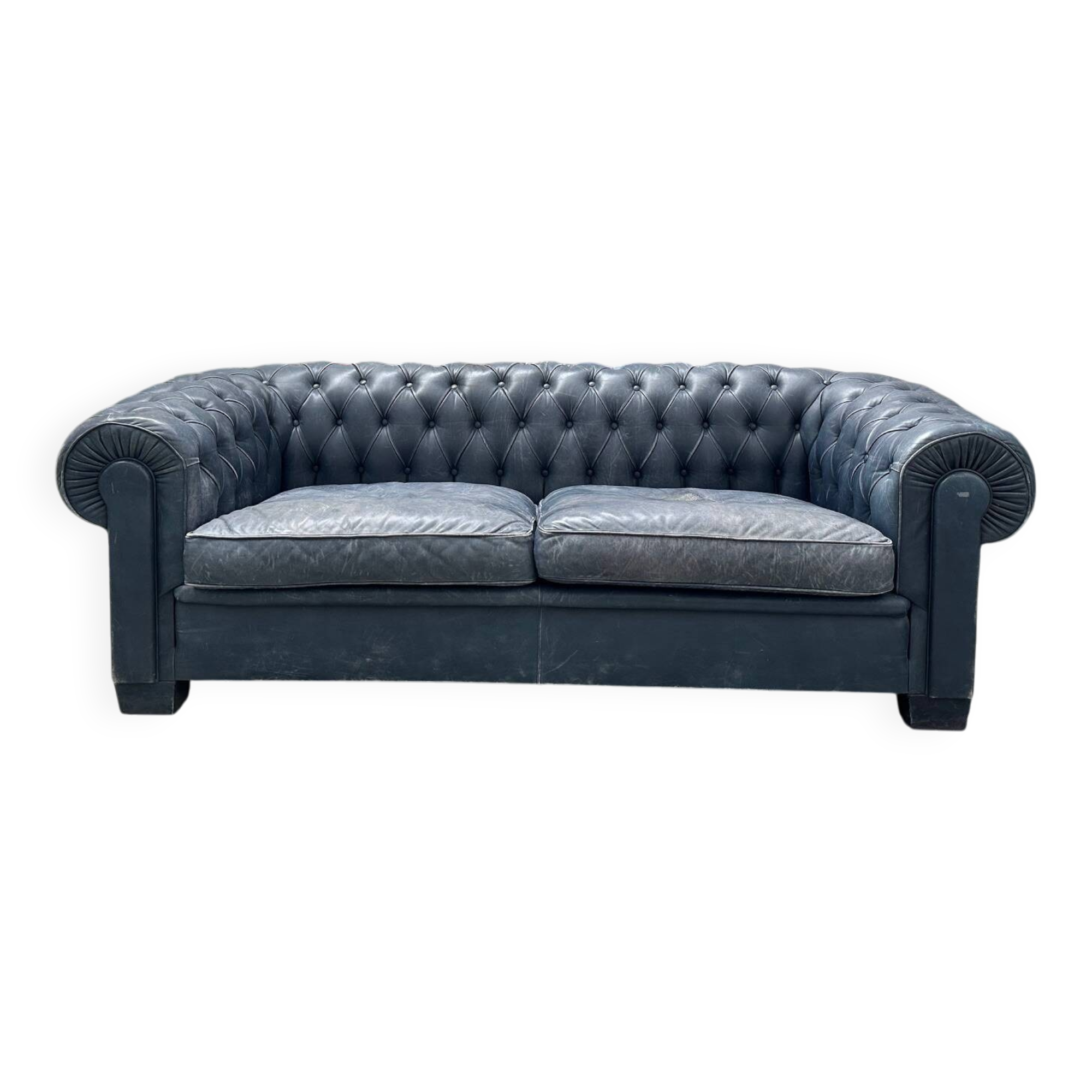 Canapé chesterfield en cuir bleu