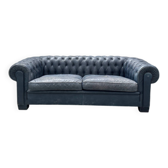 Canapé chesterfield en cuir bleu