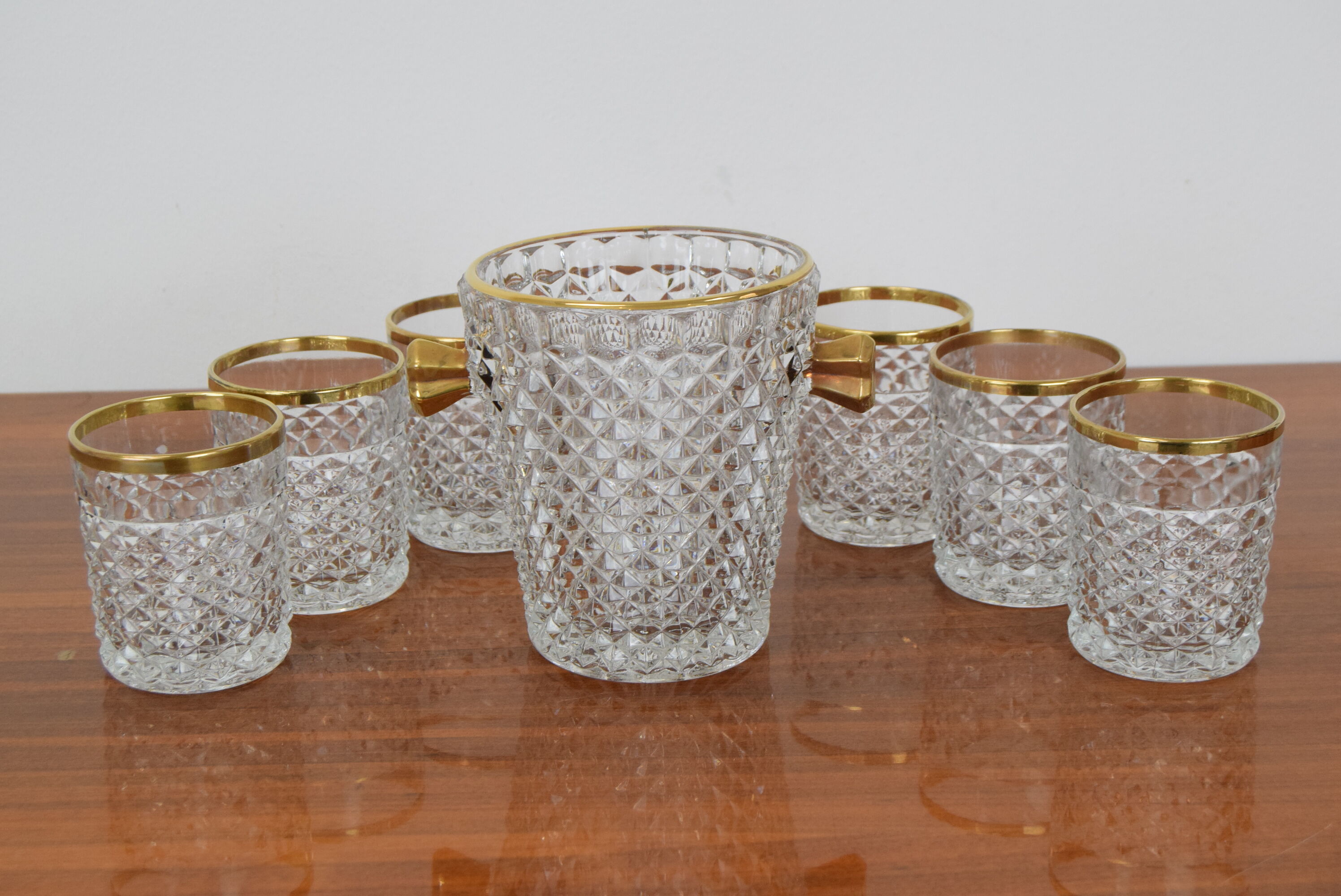 Set Glassware barware of Mid-century by Bohemia Crystal,1960's.
