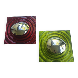Pair of futuristic designer wall lights