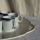 Vintage pie dish with 2 golden handles, abstract patterns, D28.