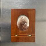 Antique Wood & mother of pearl Picture Frame with  intarsia