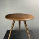 Midcentury wood turned barley twist side table with cork screw legs 1950s