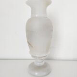 Opaline glass vase with hand-painted flowers, 1900