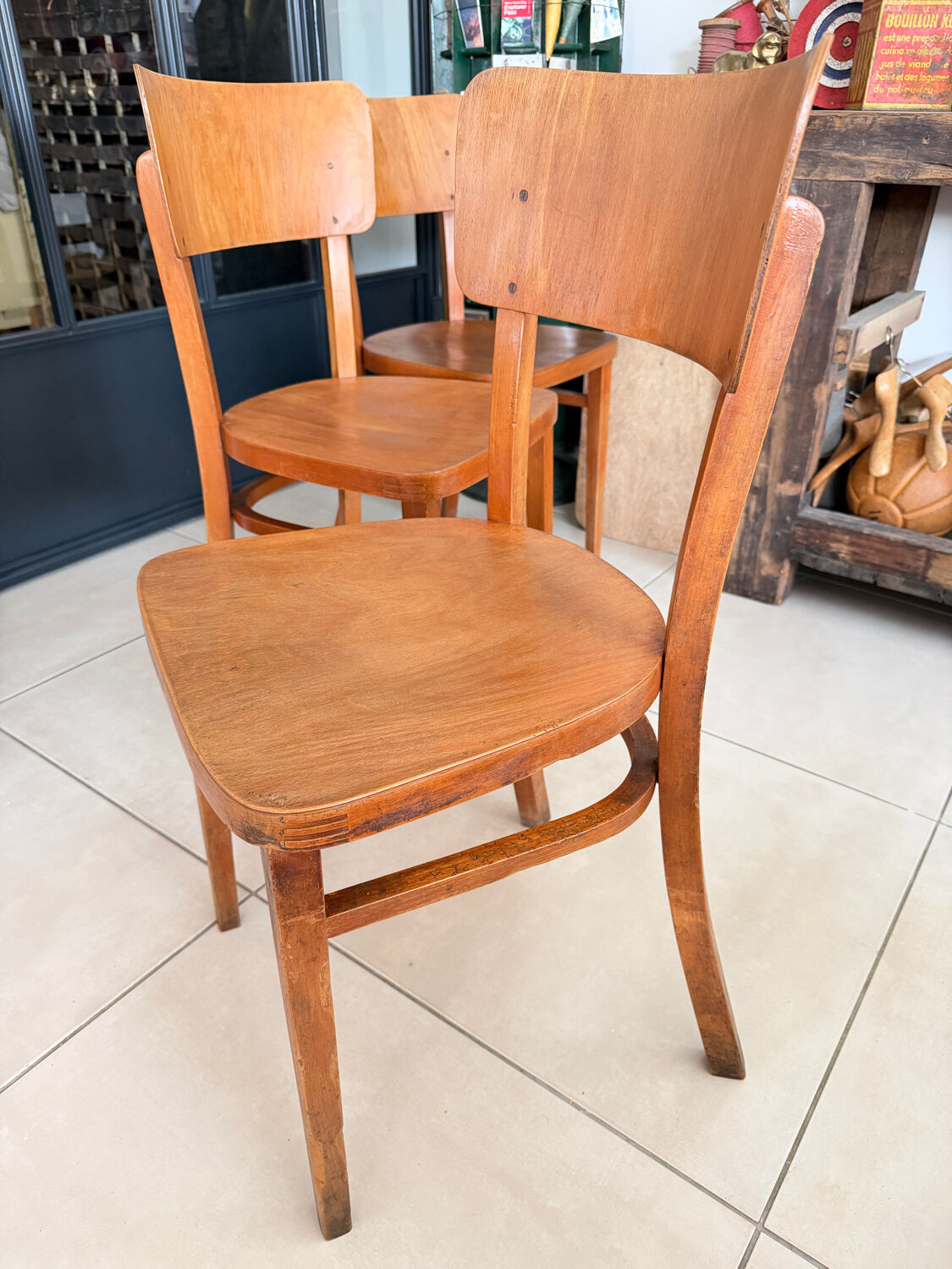 Set of 3 vintage Thonet bistro chairs