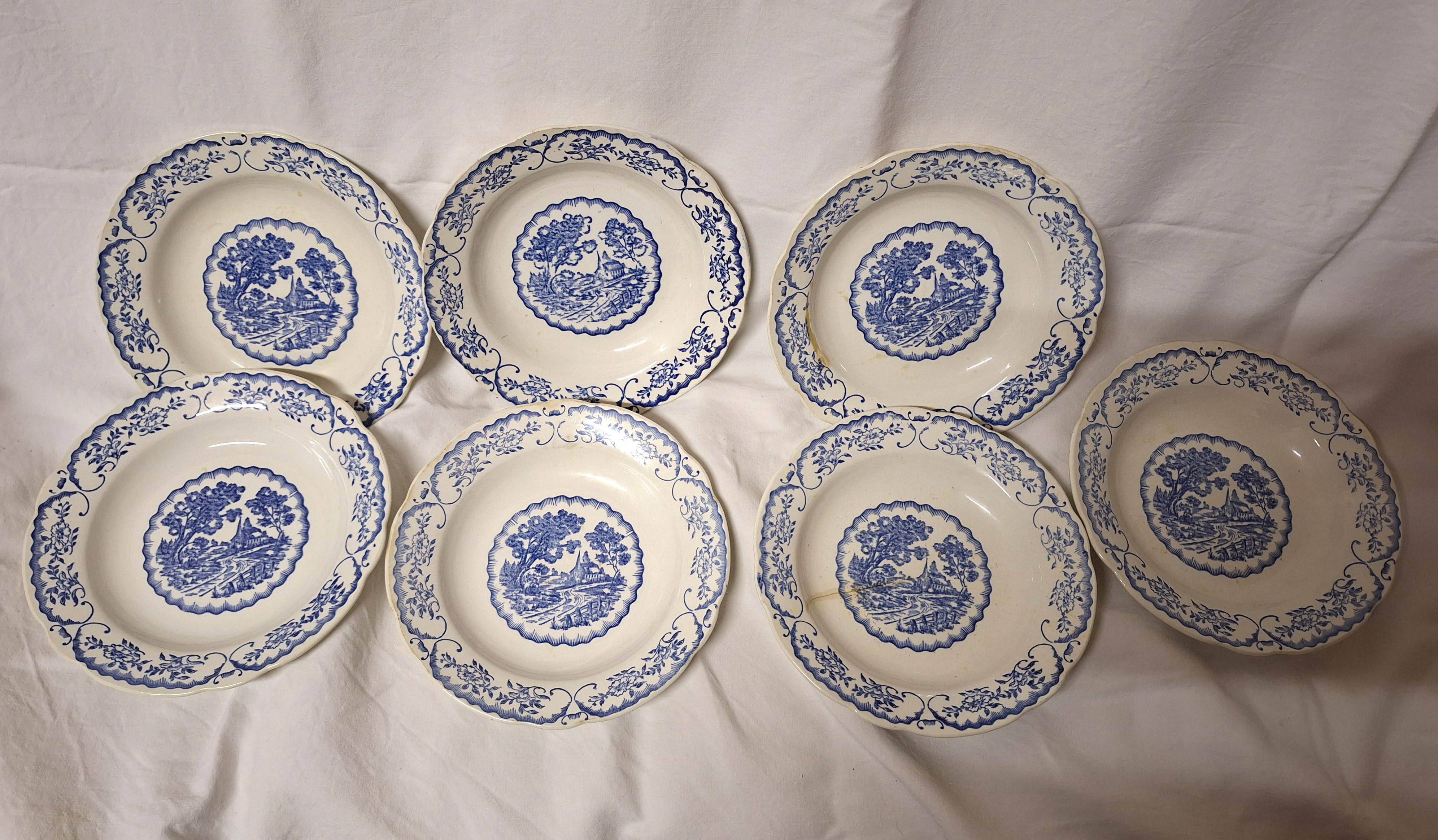 7 deep plates in Digoin Sarreguemines earthenware