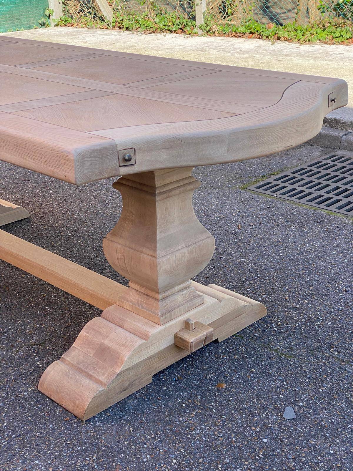 Renovated extendable monastery dining table in solid oak 220-300cm
