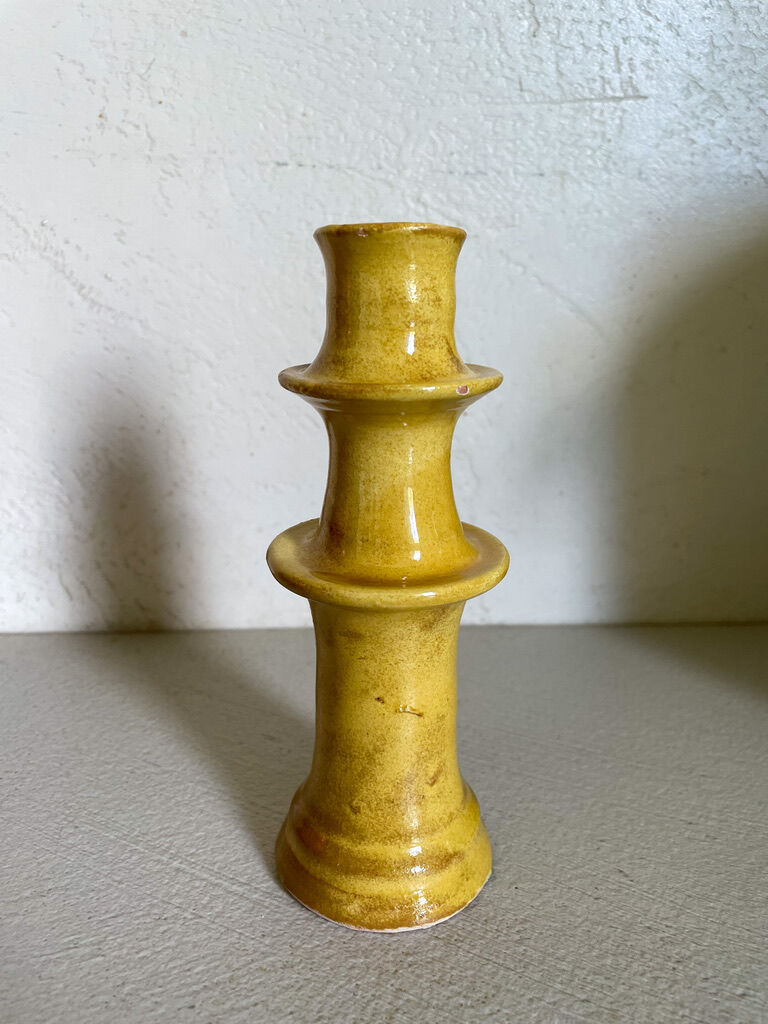 Ceramic candle holder Tamegroute yellow new