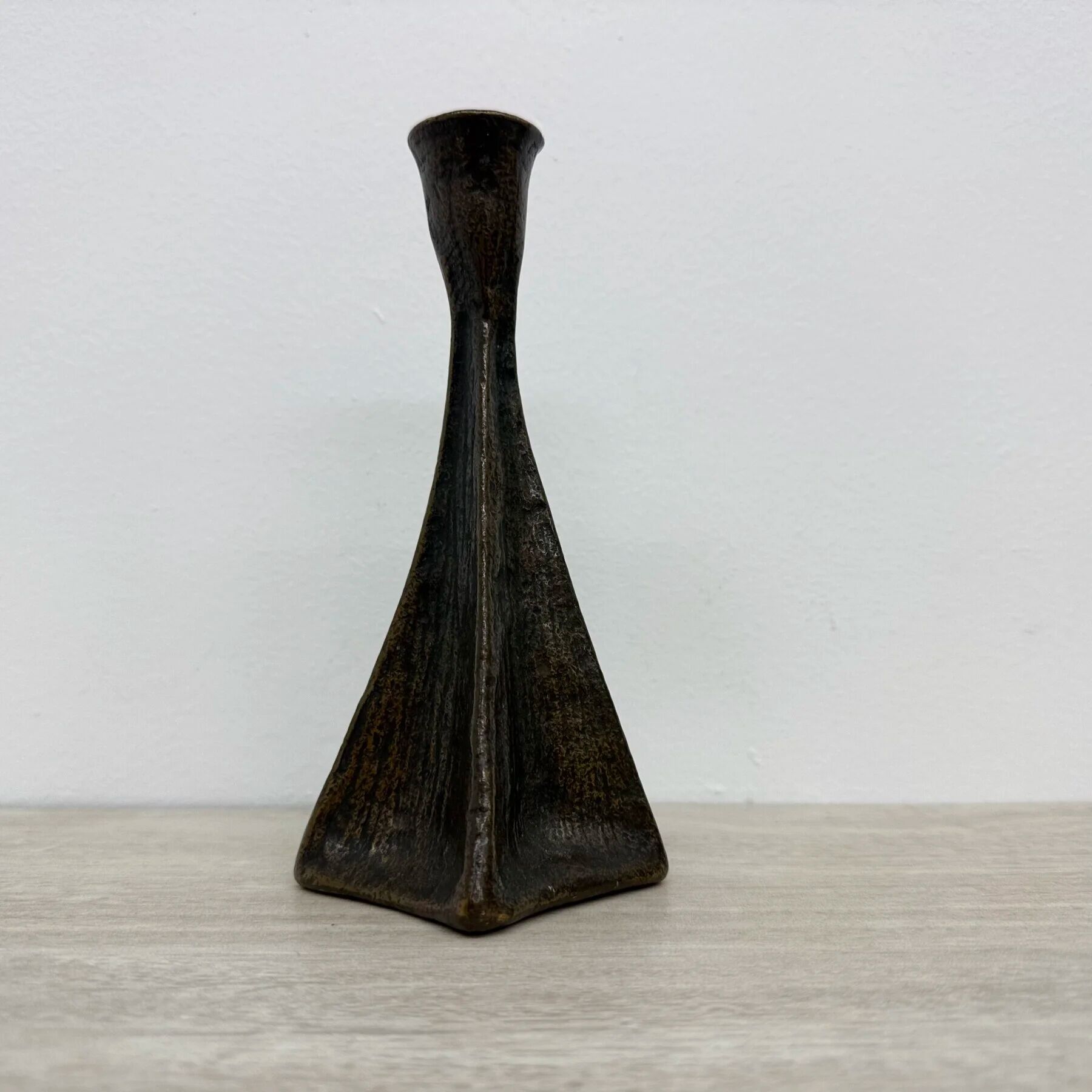 Brutalist bronze candle stick, 1970s