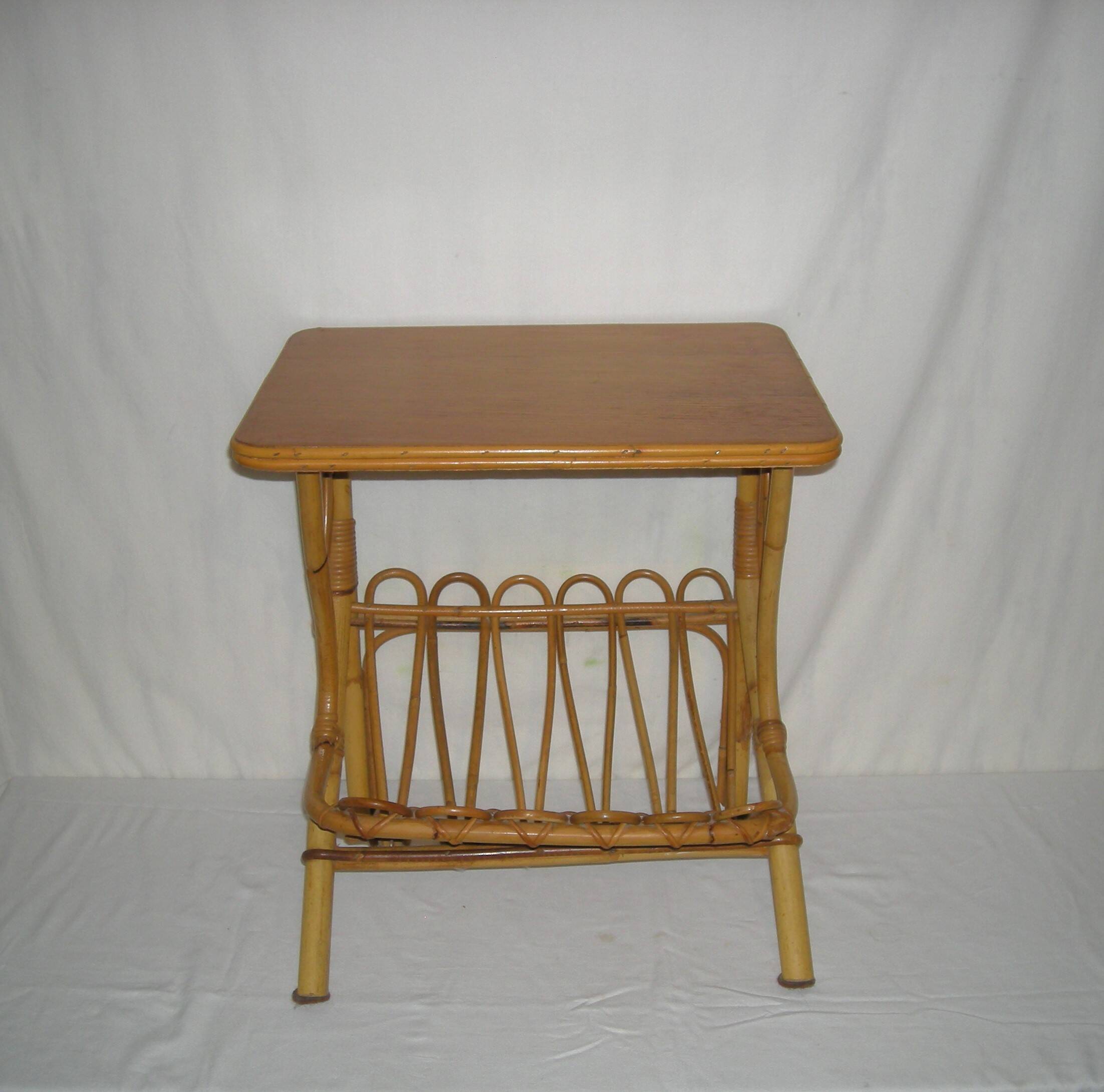 Rattan side table from the 1950s