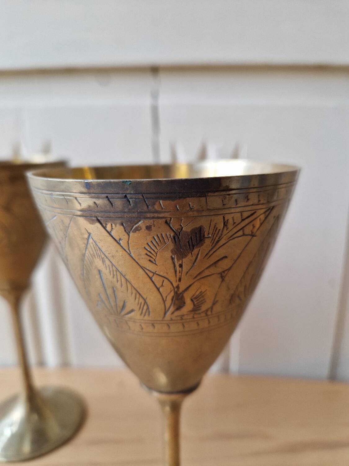Lot 5 Calisse Verre En Laiton