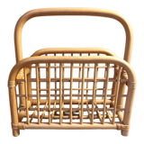 Vintage rattan magazine holder