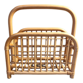 Vintage rattan magazine holder