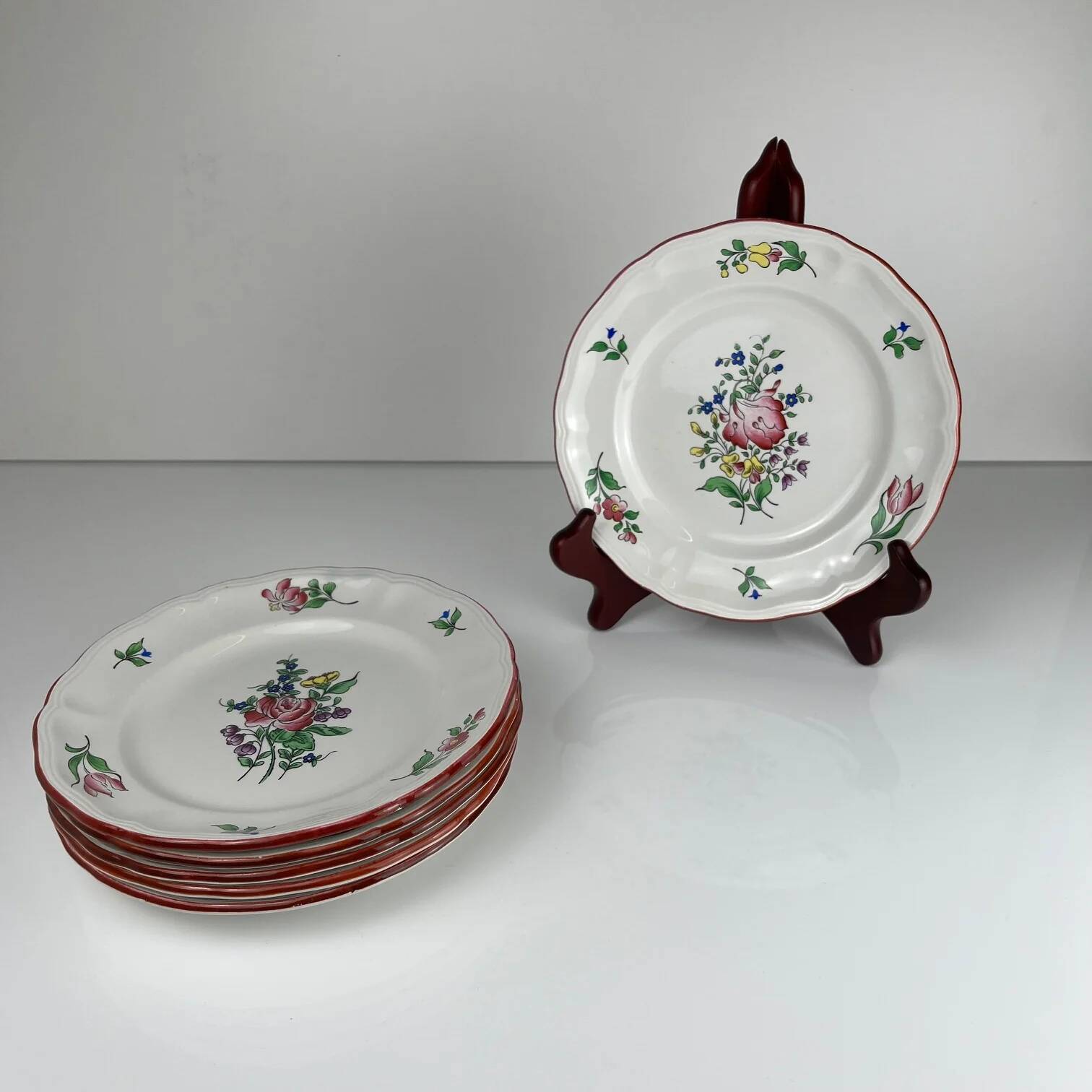 6 dessert plates KG Luneville, model Réverbère
