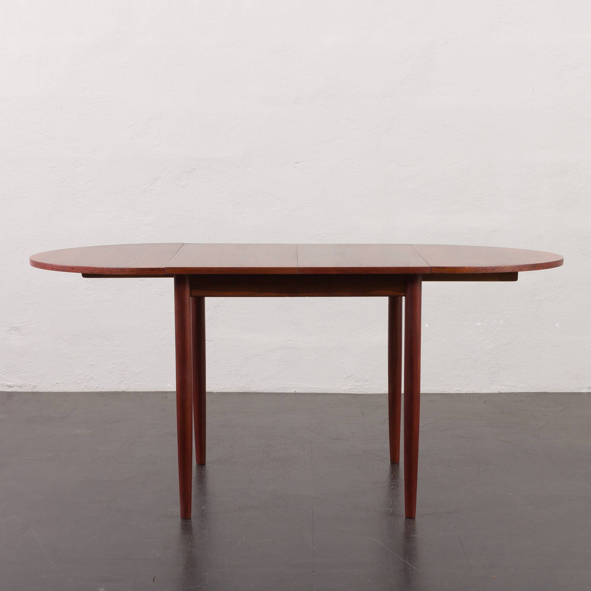 Arne Vodder style rosewood drop-leaf dining table, Denmark, 1960s