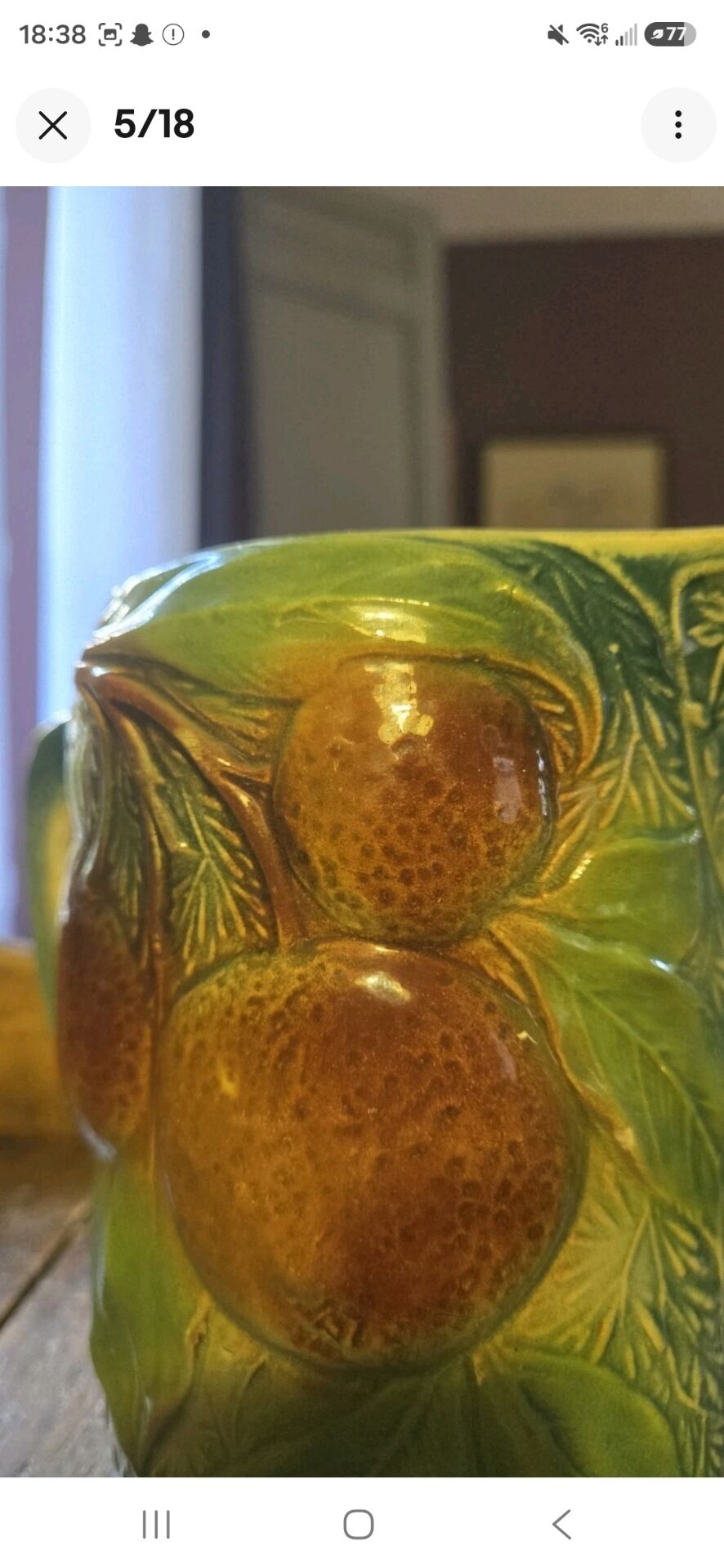 Magnificent rare Pichet Broc Saint Amand 1900 Orange Barbotine