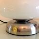Bedside lamp in white opaline and chromed metal, 70s-80s