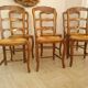 Série de 6 chaises assise paille style Louis XV en merisier