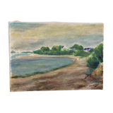 Oil on canvas seaside landscape