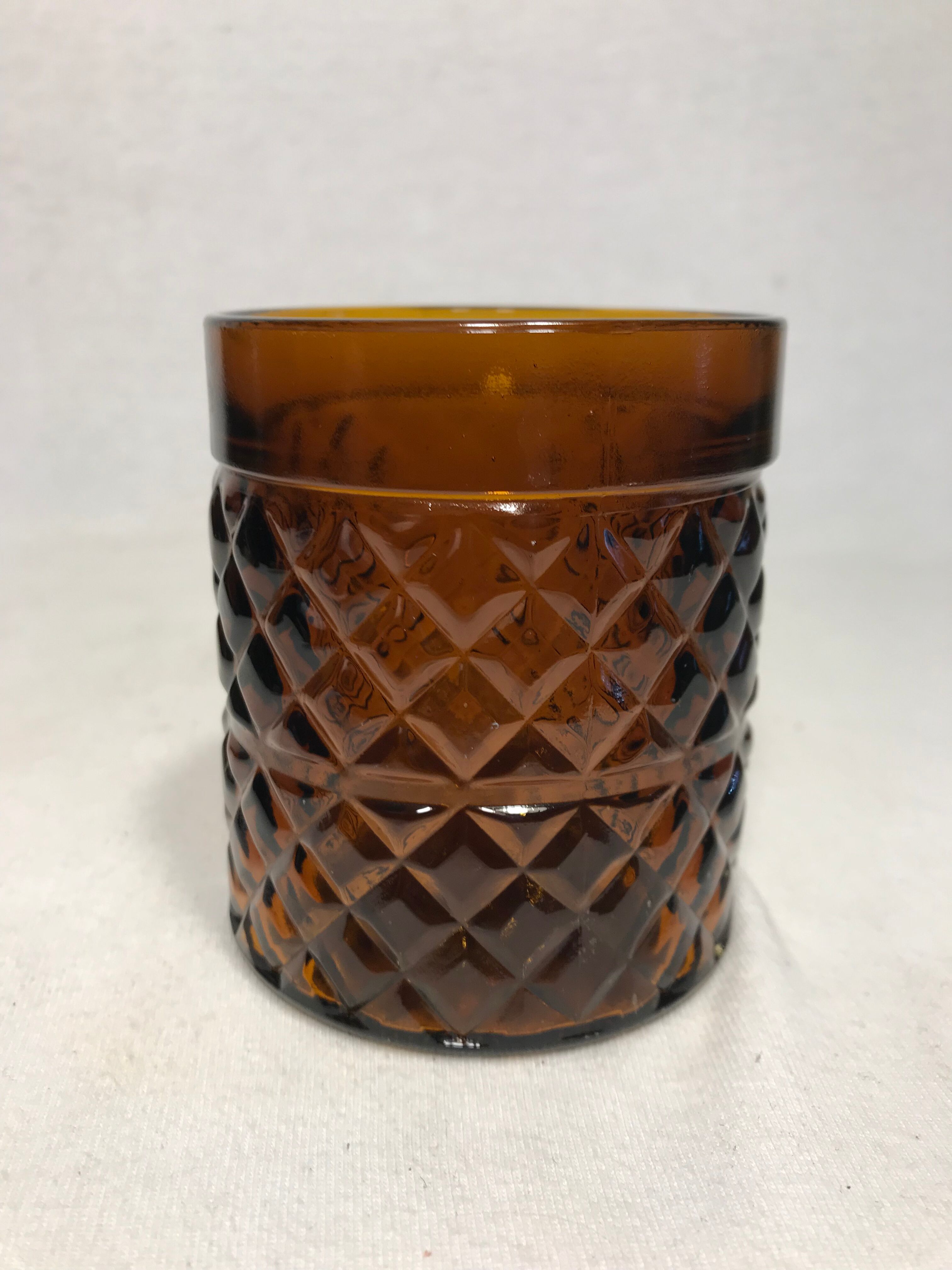 Service old decanter and its 6 glasses for orange juice - geometric vintage