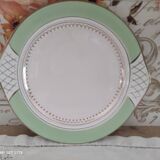 Pie dish with ears in water green and golden frieze l'Amandinoise