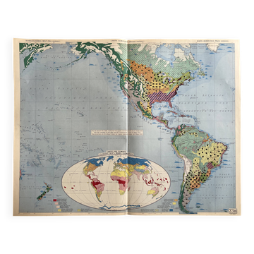 Carte agricole ancienne Nouveau Continent & Carte des Climats | Amériq