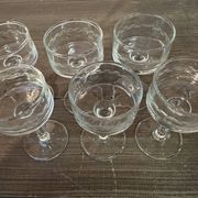6 sorbet cups on foot - Engraved Crystal Rice Grains H 11.5 cm