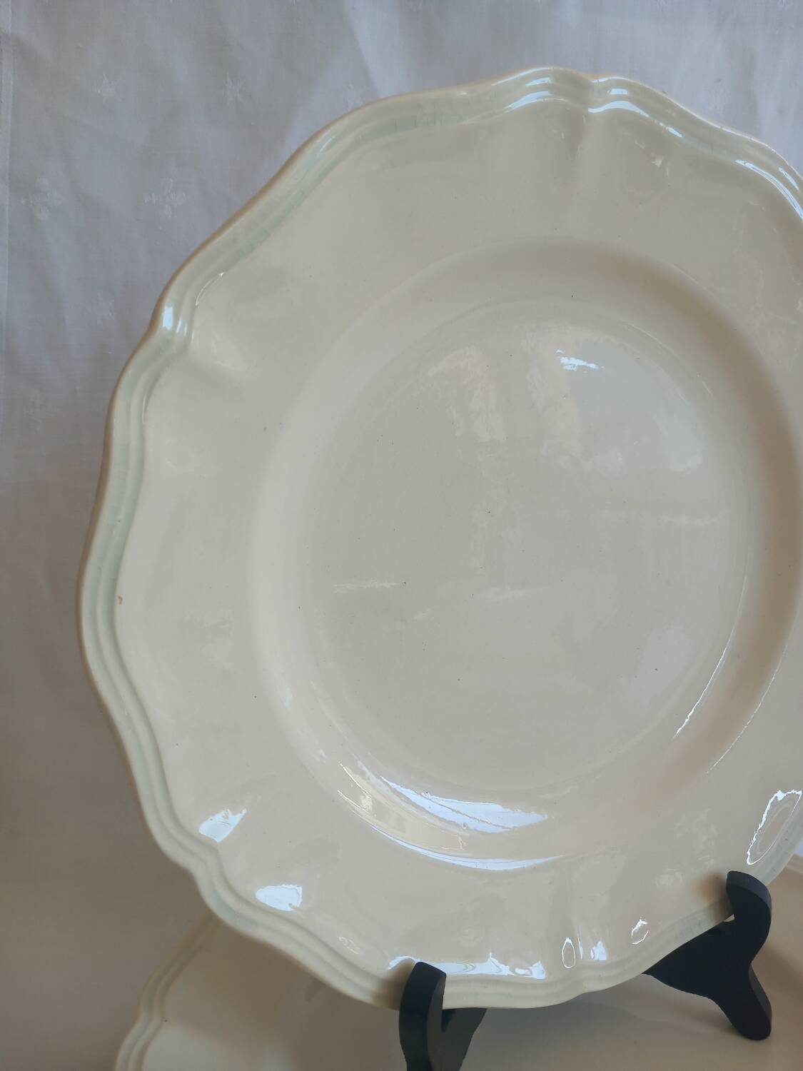 Set of 4 Digoin Sarreguemines Soup Plates – Ivory French Ironstone