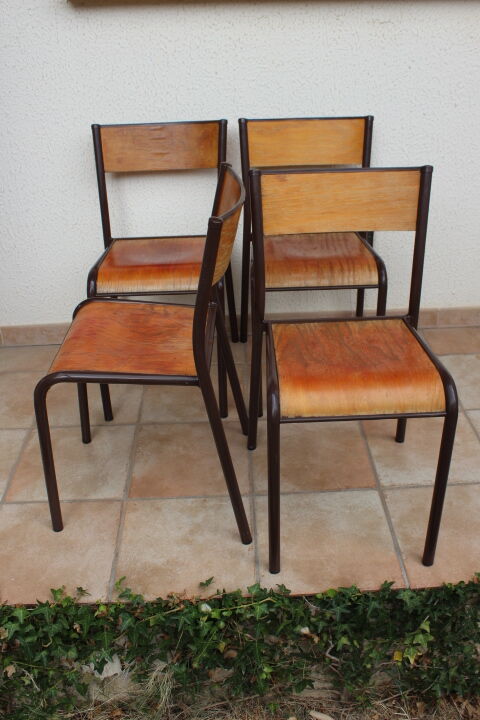 Lot de 4 chaises d'école Mullca 510 vintage