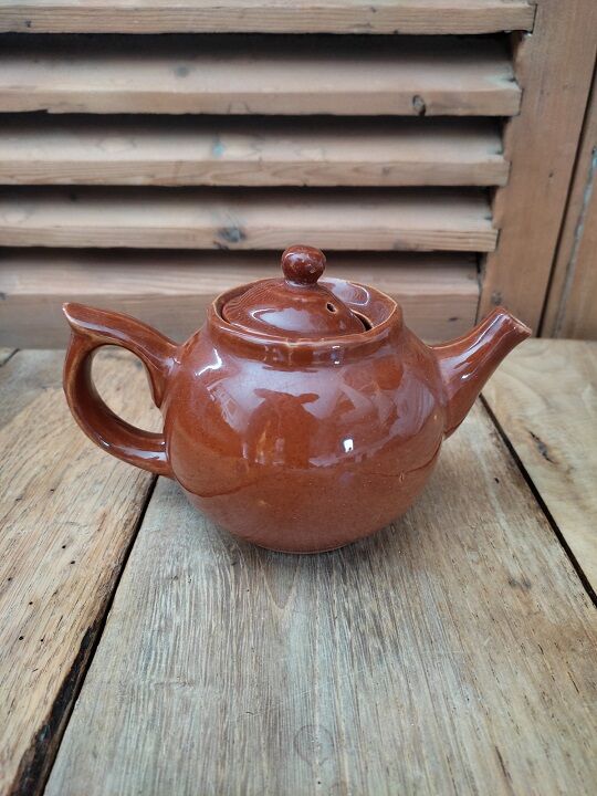 Vintage antique brown porcelain teapot