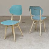 Set of 2 Czechoslovak chairs TON Bystrice Thonet White and Blue