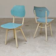 Set of 2 Czechoslovak chairs TON Bystrice Thonet White and Blue