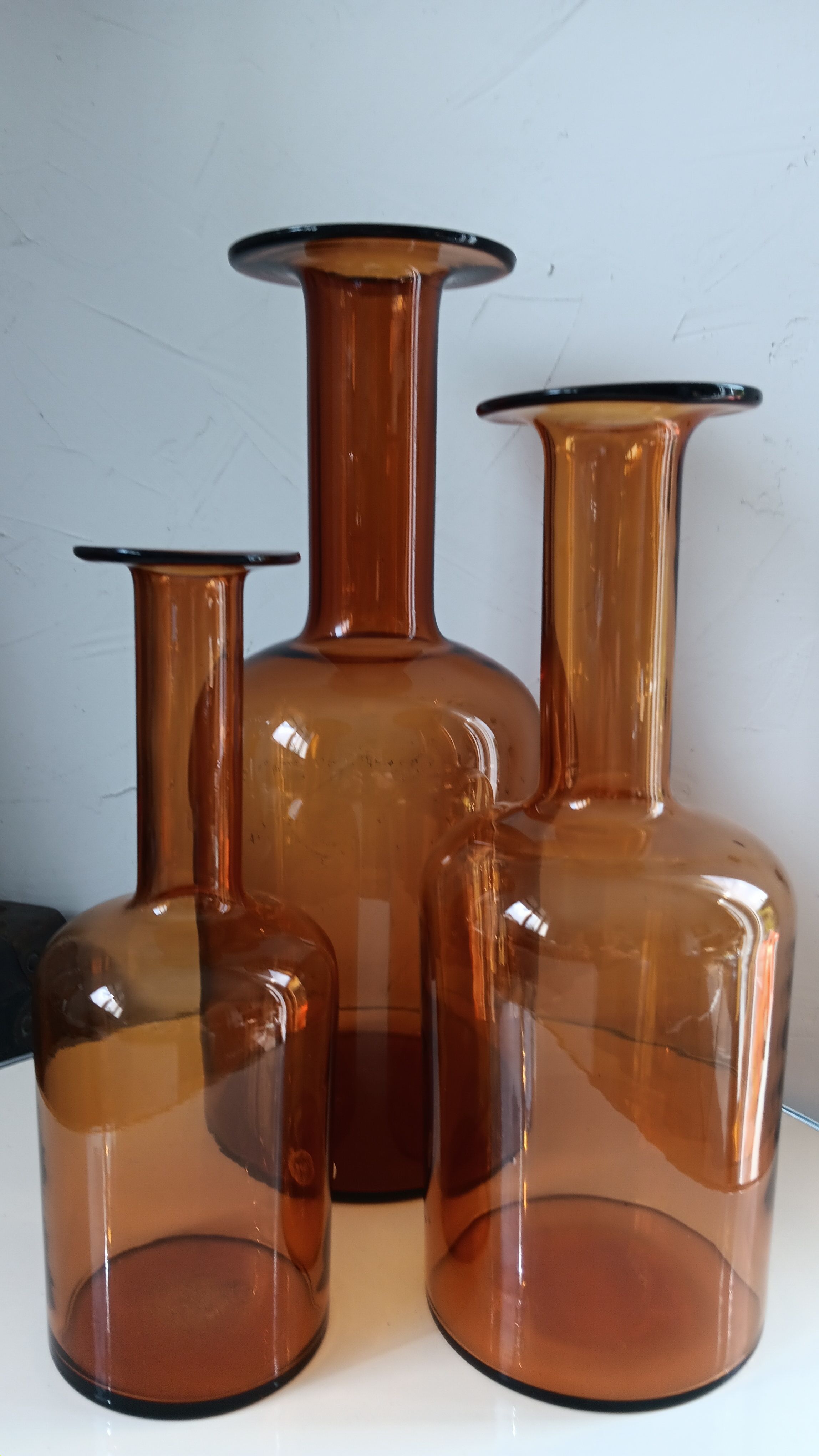 3 GULVASE  de Otto Brauer pour Holmegaard  1962