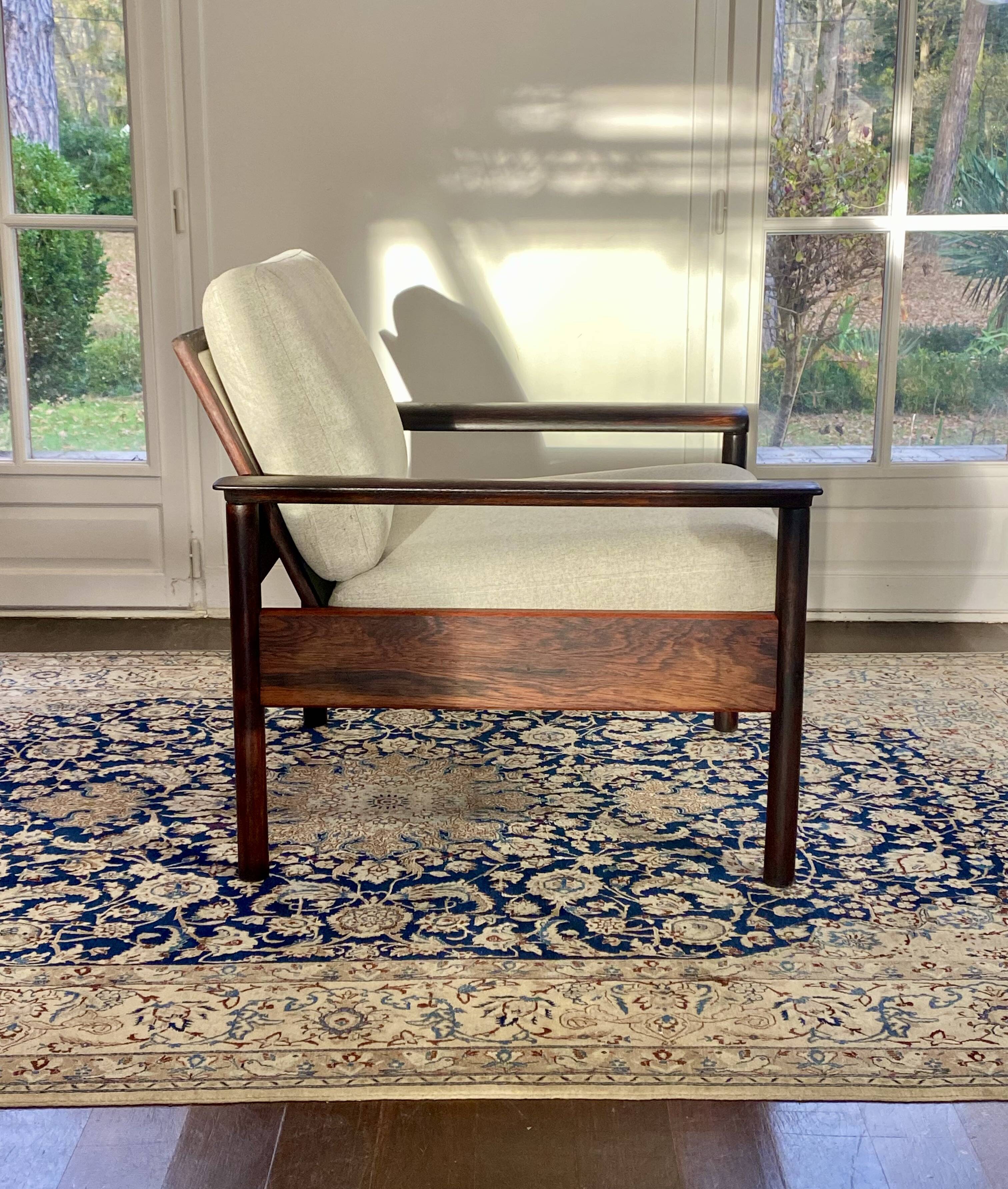 Fauteuil & Ottoman Hans Olsen – Vatne Møbler Danemark, 1960 Palissandre