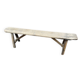 Small antique farm bench natural wood industrial vintage loft deco bohemian French